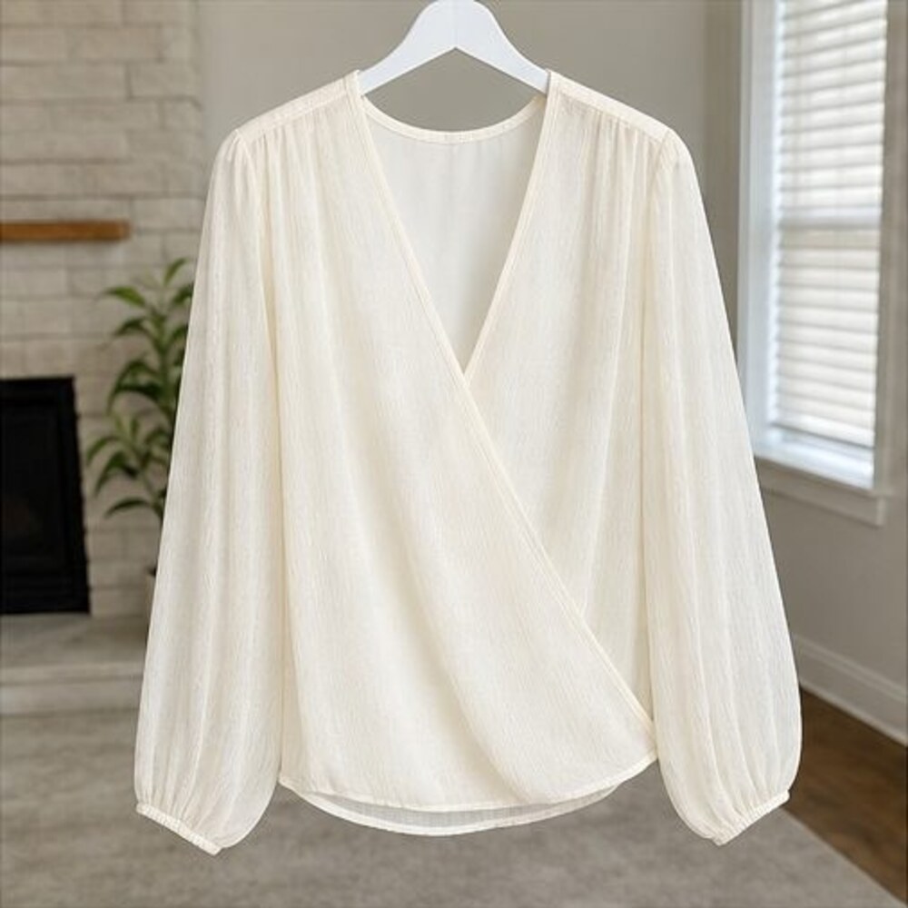 Ivory Wrap Blouse
